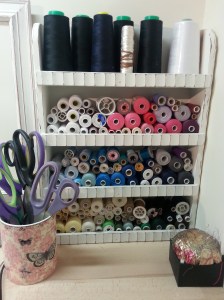 Cotton Shelves .. spice rack for $8 painted white using chalk paint